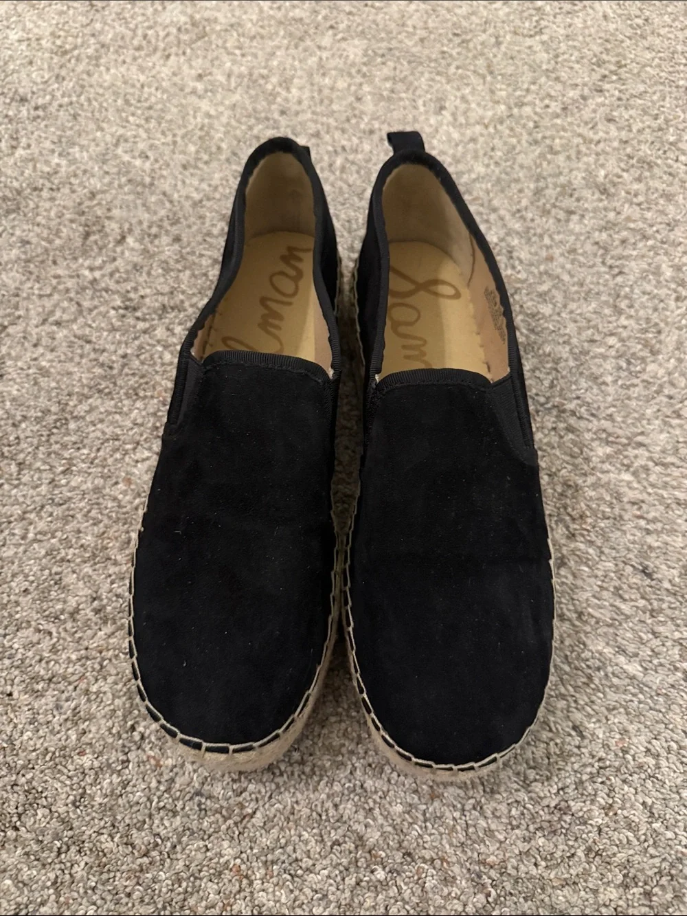 Sam Edelman Carrin black suede leather slip-on deck espadrilles size 10M